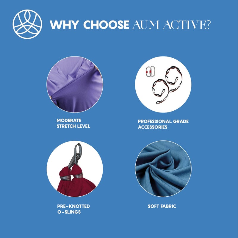 aum active Aerial Silk Yoga Hammock & Swing for Home, Inversion Exercises, Starter Kit for All Levels - Durable with Extension Straps, Carabiners, and Pose Guide - Image 5